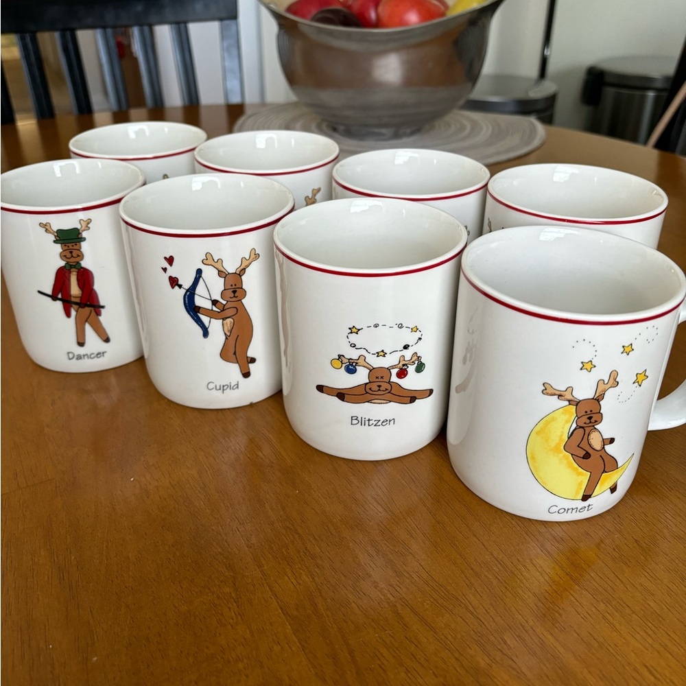 Set of 8 Santa’s Reindeer Mugs